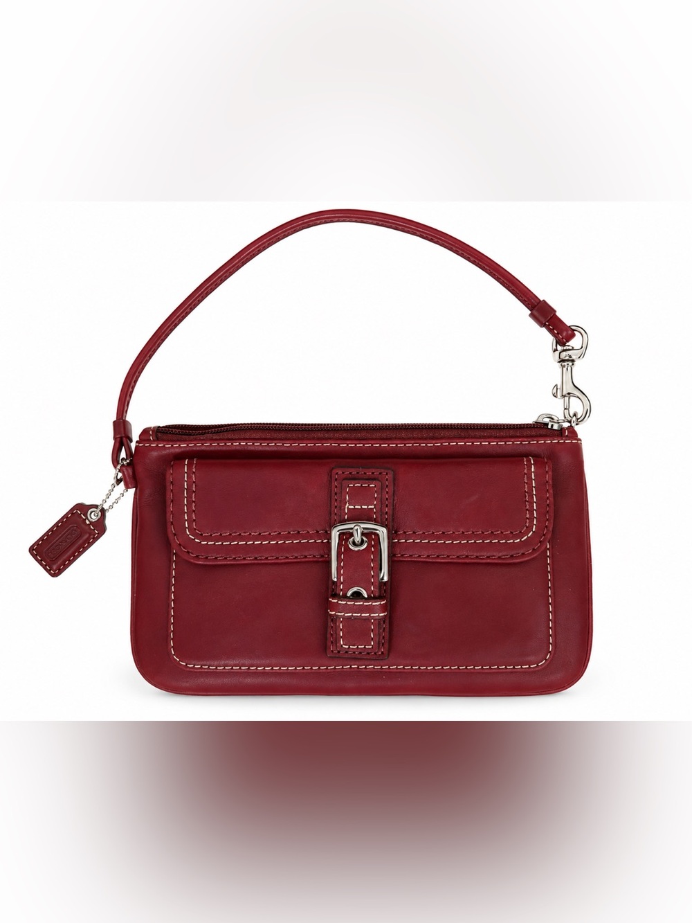 Coach SoHo Burgundy Leather Buckle Wristlet Clutch Y2K Vintage